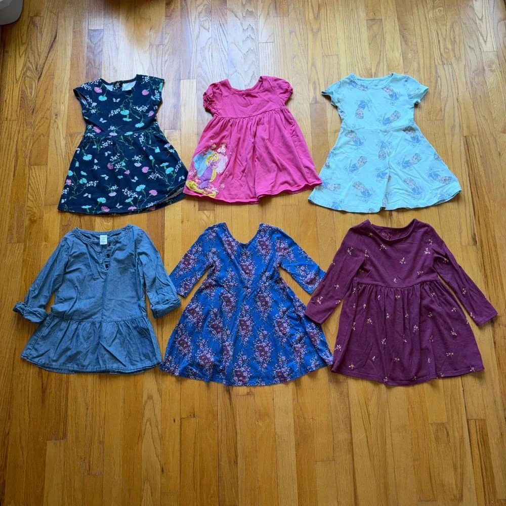 Toddler Girls Dress Lot 6pc 4 Carter's Disney Frozen Old Navy Cat & Jack Bundle